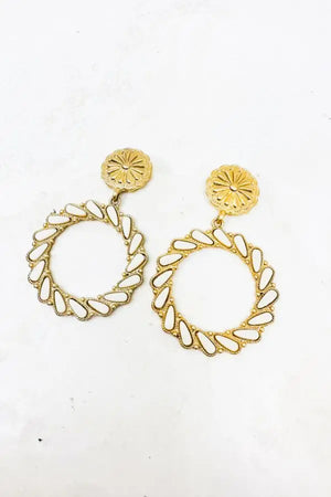 Swirl Design Circle Post Earrings