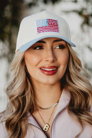 American Flag Two-Toned Fitted Hat