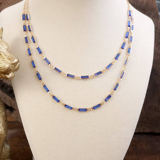 Twice the Sparkle – Double Layer Baguette Crystal Necklace in Gold Tone