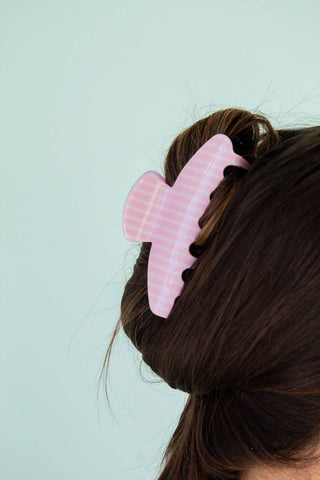 Pink Stripe Claw Clip