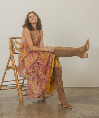 The Samara Brown | Embroidered Western Tall Fall Boot