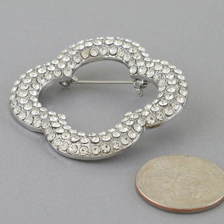 Jeweled Open Clover Brooch