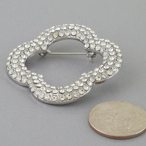 Jeweled Open Clover Brooch