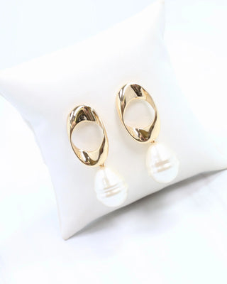 Princess Gold and Pearl Drop Earrings