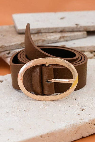Classic Oval Buckle Leather Belt