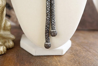Moonlight Knot – Rhinestone Knotted Rope Tassel Necklace