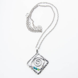 Kelley Wire Wrapped Square 18" Silver Pendant Necklace