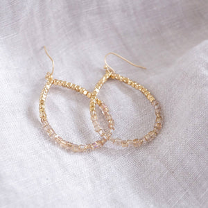 Glass & Gold Beaded Teardrop Earrings - Gold, Purple, Blue, Neutral