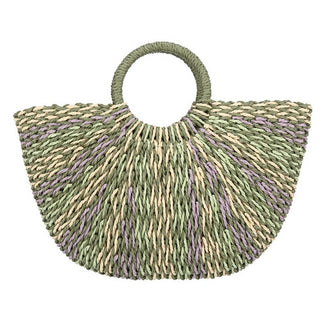 Round Top Handle Woven Crossbody Bag