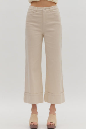 The Cool Cuff Pants – Wide Leg, High Waist, Total Vibe in Olive or Sand