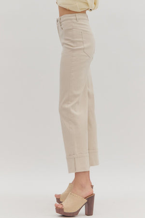 The Cool Cuff Pants – Wide Leg, High Waist, Total Vibe in Olive or Sand