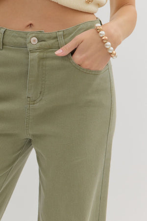 The Cool Cuff Pants – Wide Leg, High Waist, Total Vibe in Olive or Sand