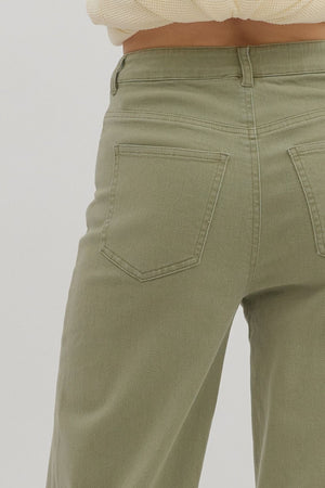 The Cool Cuff Pants – Wide Leg, High Waist, Total Vibe in Olive or Sand