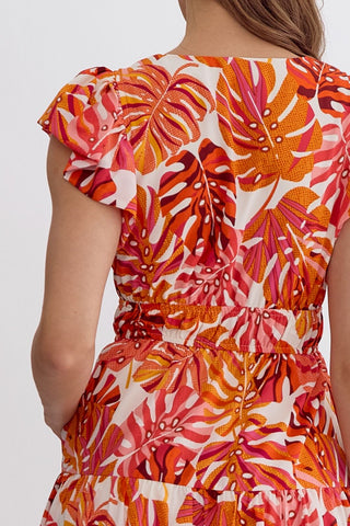 The Sunset Palm Midi Dress