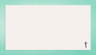 White rectangle with a black cross on a teal background