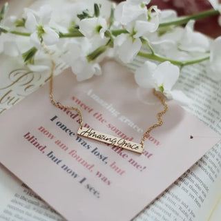 Amazing Grace Gold Bar Necklace