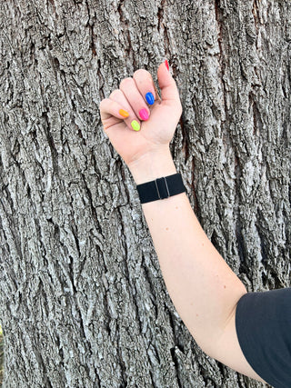 Jet Black Adjustable Elastic Watch Band