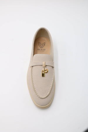 Charlie - Gold-Accent Loafers in Sand