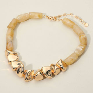 Chunky Marbled Resin Pebble Beaded Necklace