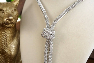 Moonlight Knot – Rhinestone Knotted Rope Tassel Necklace