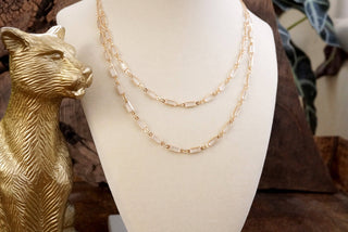Twice the Sparkle – Double Layer Baguette Crystal Necklace in Gold Tone