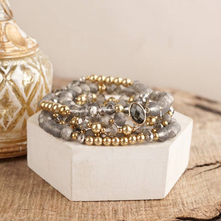 Gray Beaded Bracelet Stack Set
