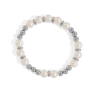 18K Gold PVD 8mm Kiska Glass Pearl Stretch Bracelet