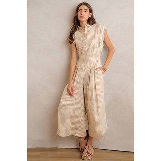 Striped Sleeveless Wide Leg Jumpsuit