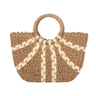 Round Top Handle Woven Tote Bag