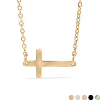 Stainless Steel Horizontal Cross Necklace