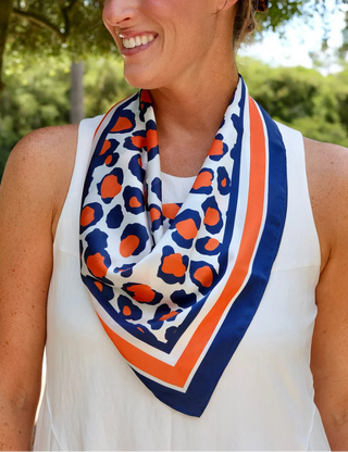 Meredith Spotted Scarf in Navy and  Orange - Game Day Gear