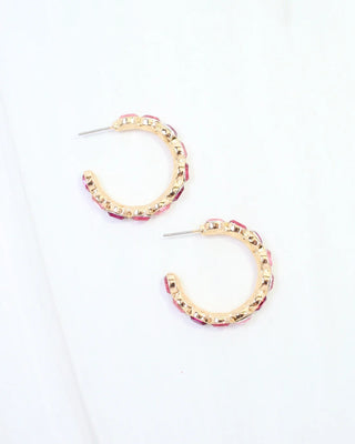 Karter Jeweled Hoop Earring Pink Multi
