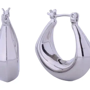 14K Puffy Hoop Pin Catch Earrings in Gold or Silver