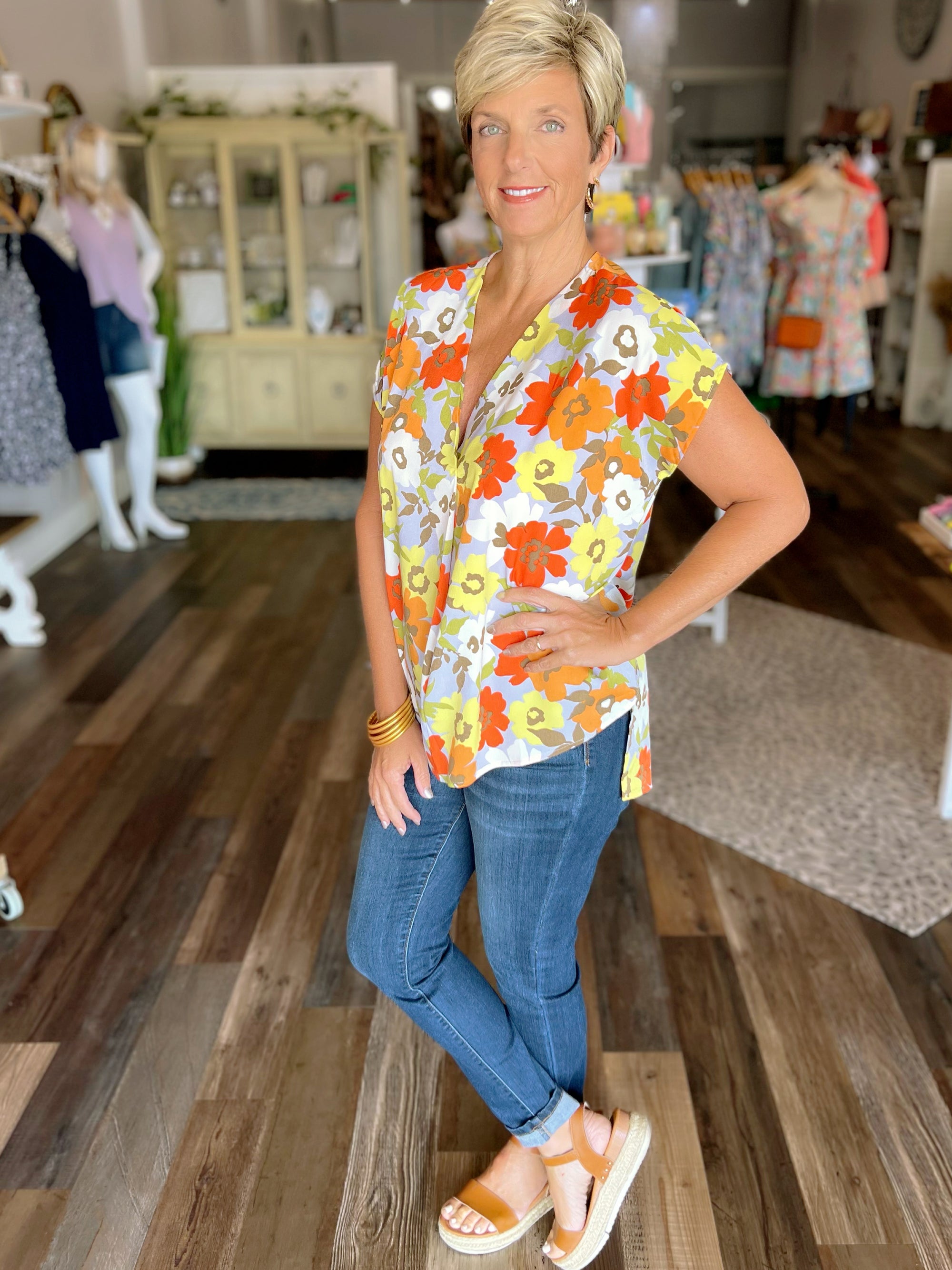 Floral Fall Colored Top