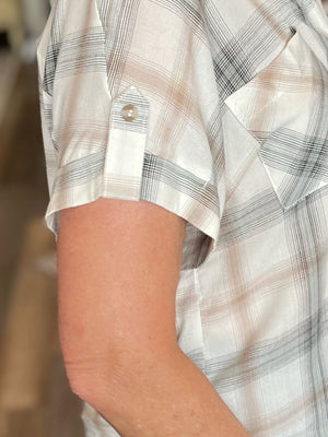 Plaid Short Sleeve Woven Top