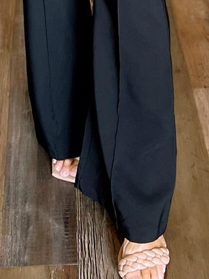 High Waisted Black Bell Bottom Dress Pants