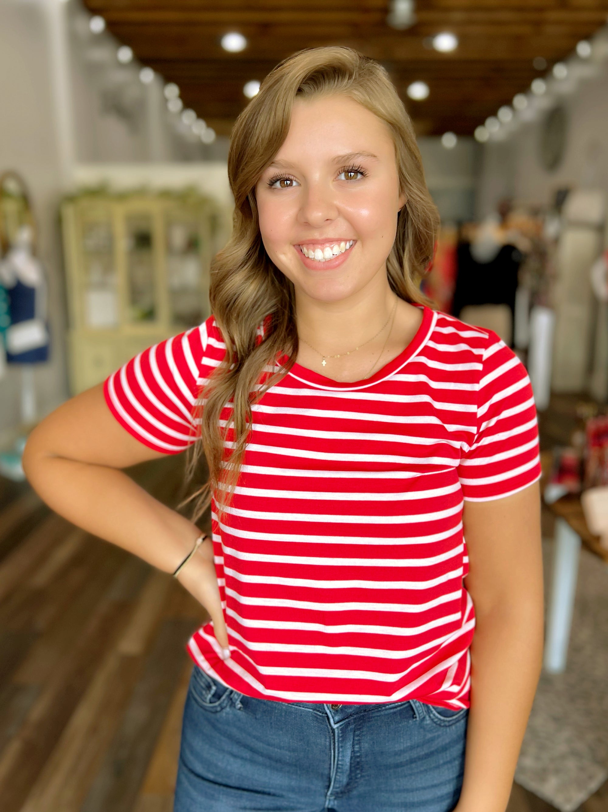 Striped Short Sleeved Top