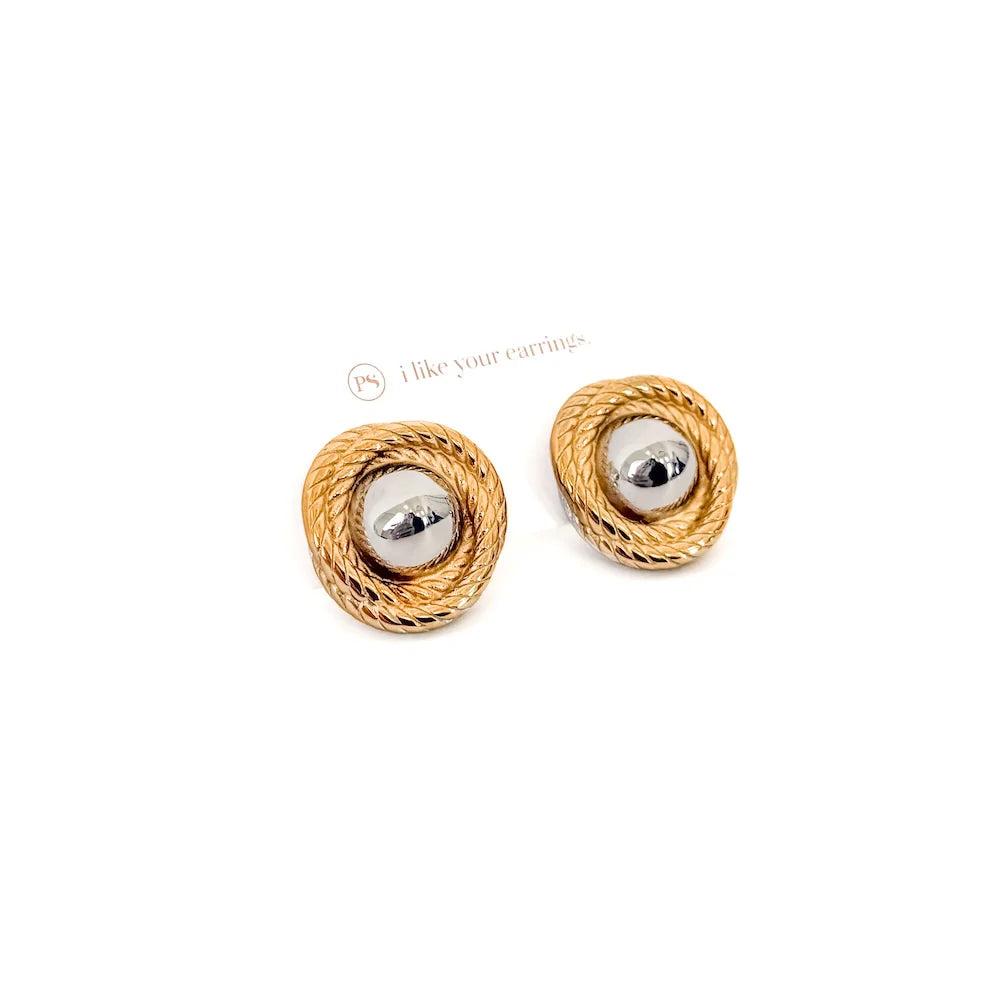 Drew Two Tone Earrings - WATERPROOF