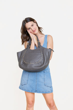 Kay Studded Hobo with Crossbody Strap