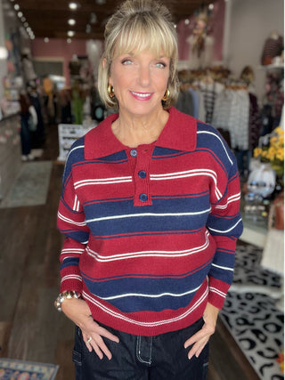 The Varsity Stripe Collared Sweater