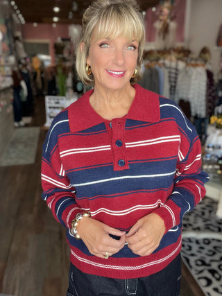The Varsity Stripe Collared Sweater