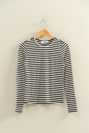 Striped Long Sleeve Crew Neck Top
