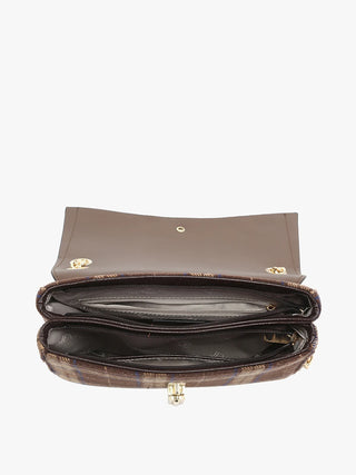 Winter Plaid Shoulder Bag with Adjustable Gold Chain Strap