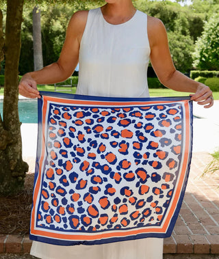 Meredith Spotted Scarf in Navy and  Orange - Game Day Gear