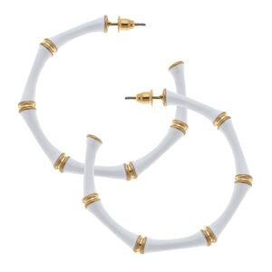 Celeste Enamel Bamboo Hoop Earrings