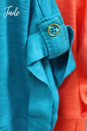 Tab Sleeve Top With Button Detail
