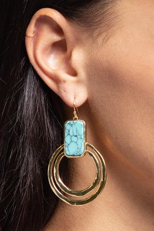 Semi Precious Stone Layer Earrings