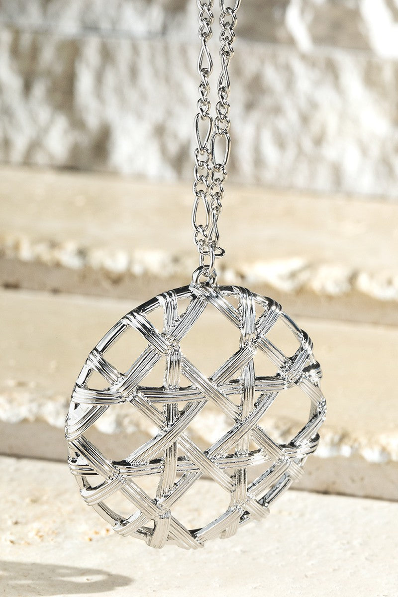 Woven Metal Circle Pendant Necklace
