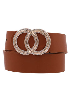 Plus Size Rhinestone Double Ring Buckle Belt