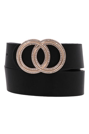 Plus Size Rhinestone Double Ring Buckle Belt